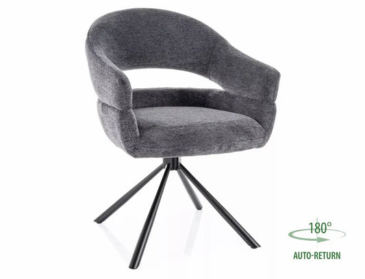 Set 2 scaune din Stofa Gri inchis si Metal Negru Hx87Lx58xA60cm Borgo