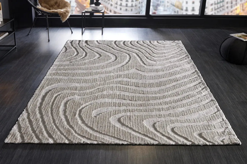 Covor din Poliester Gri L240cm Wave