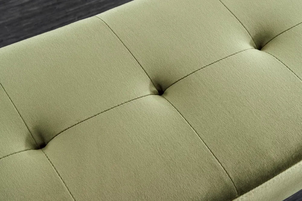 Bancheta din Metal Negru si Catifea Verde olive H42xL100cm Boutique
