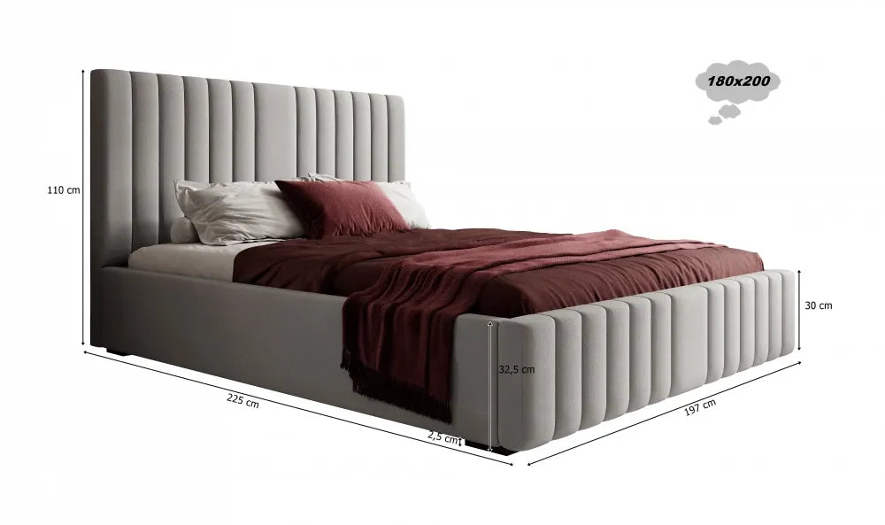 Pat 180 x 200 tapitat cu Stofa boucle Now or never Crem Vetra