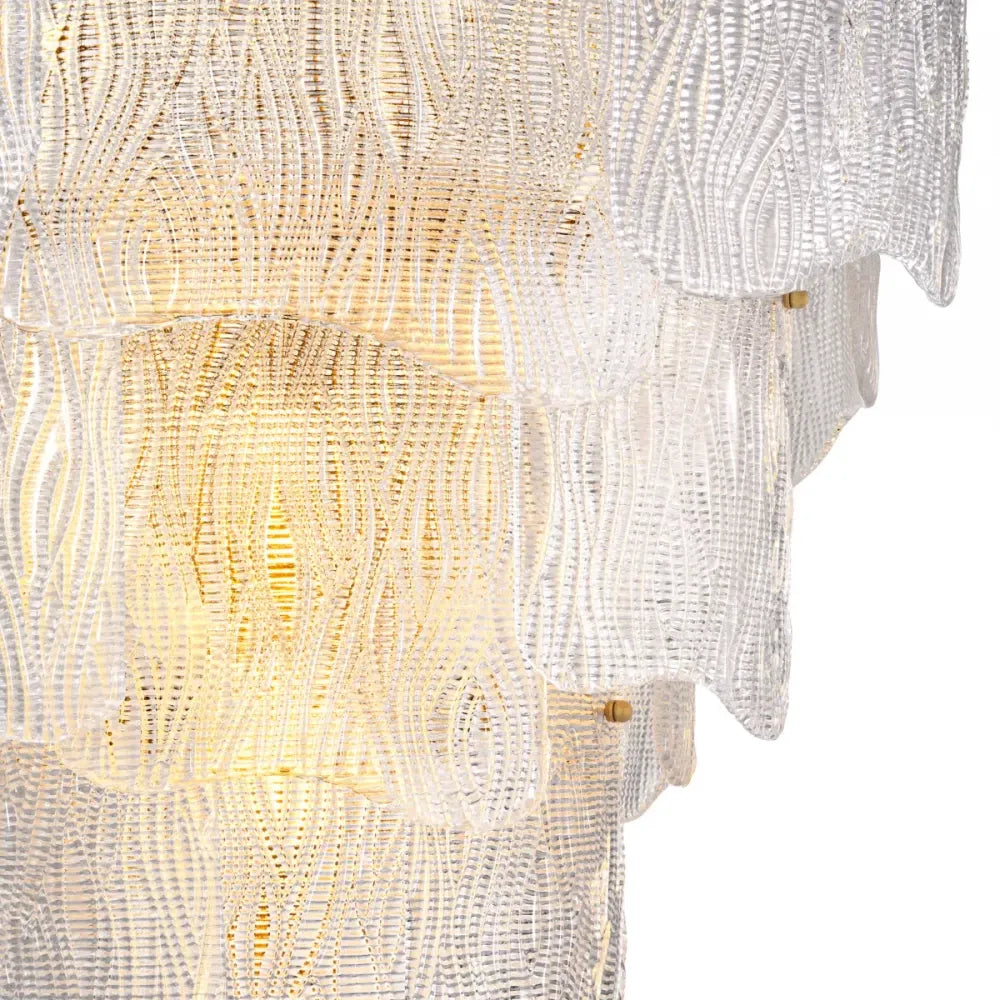Candelabru din Otel inoxdabil Alama atichizata si Sticla texturata Transparent H83xD83cm Asinara L Eichholtz
