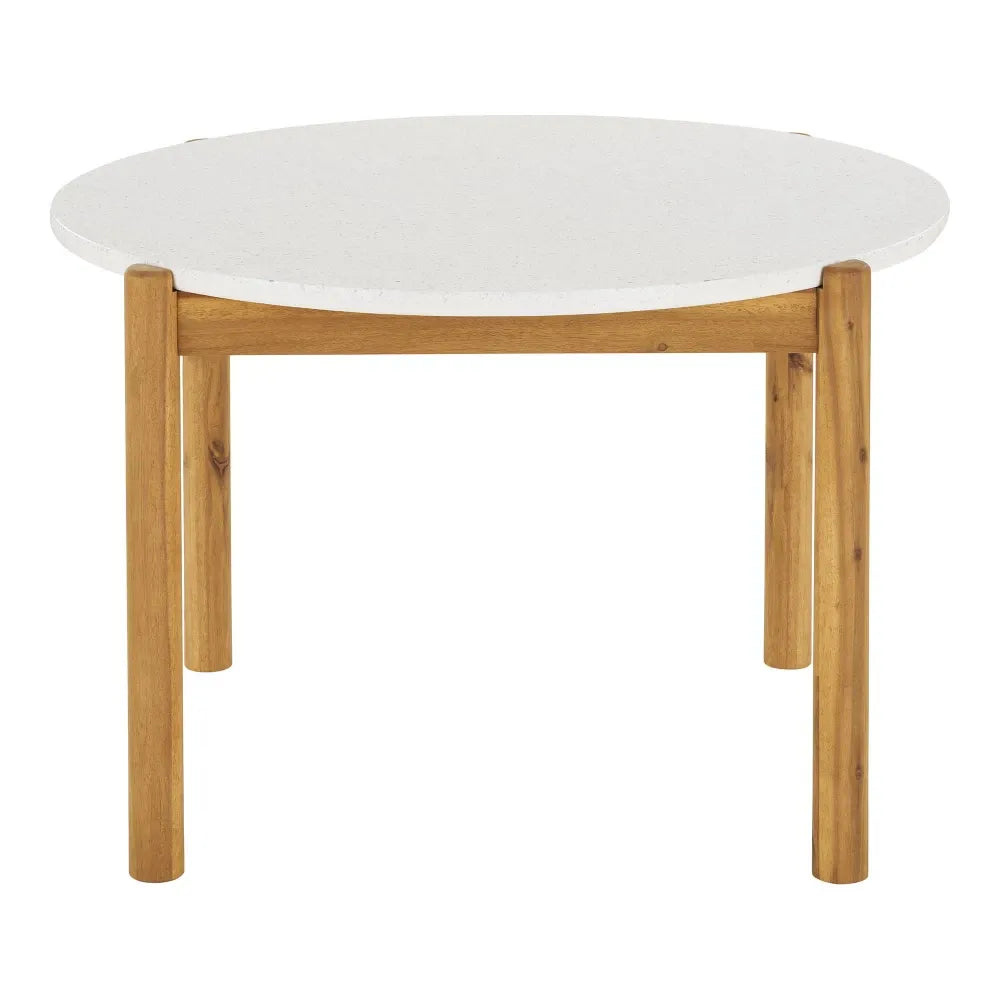 Masa de exterior cu blat din Terrazzo Alb si picioare din Lemn de salcam Maro D185xH95cm Terracina