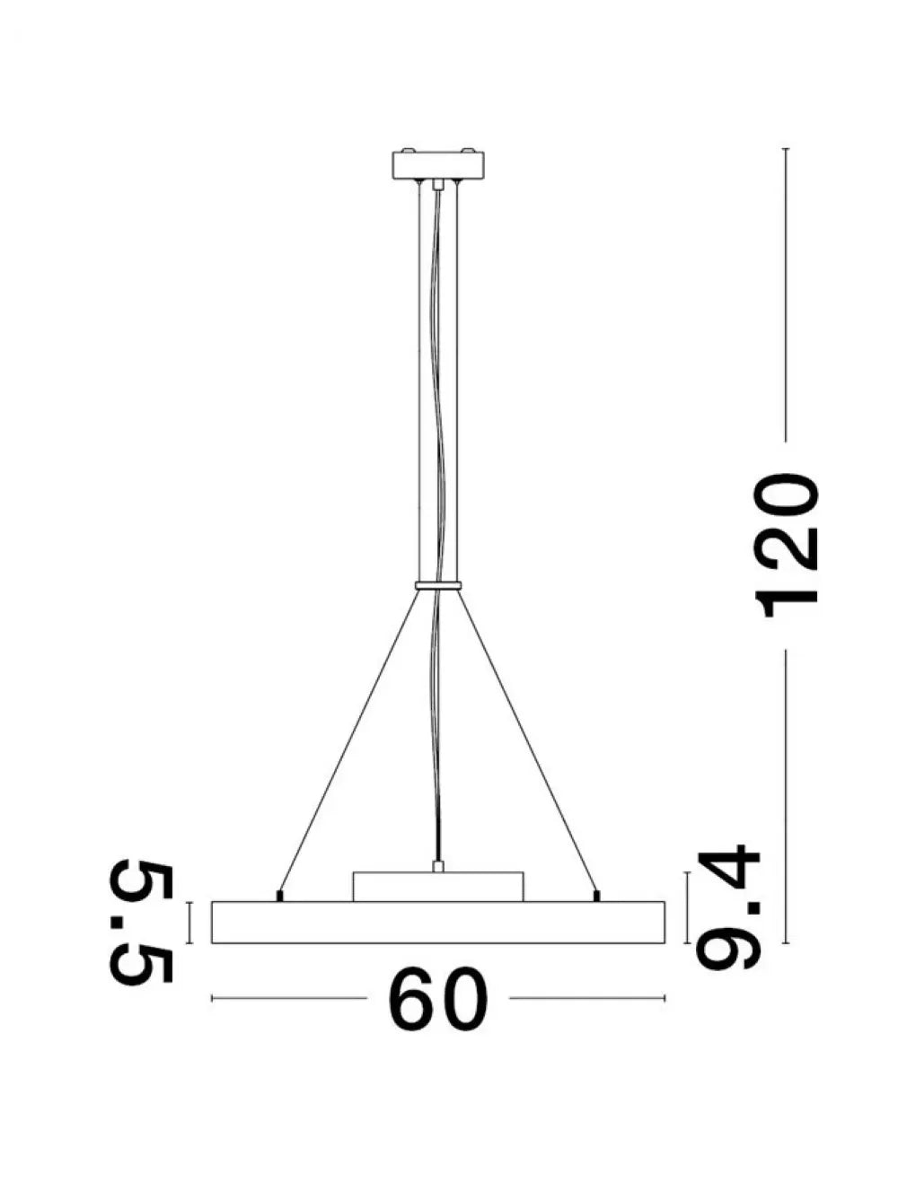 Pendul din Aluminiu Alb H5,5-120xL60cm IP20 40W 4491lm 3000k PERFECT