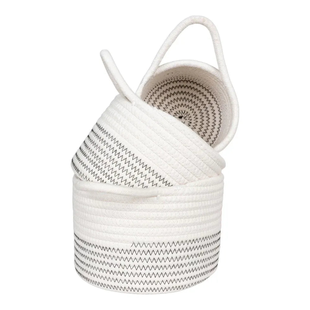 Set 3 cosuri depozitare din Bumbac Alb/Gri H11/13/14xD13/17/20cm Algar