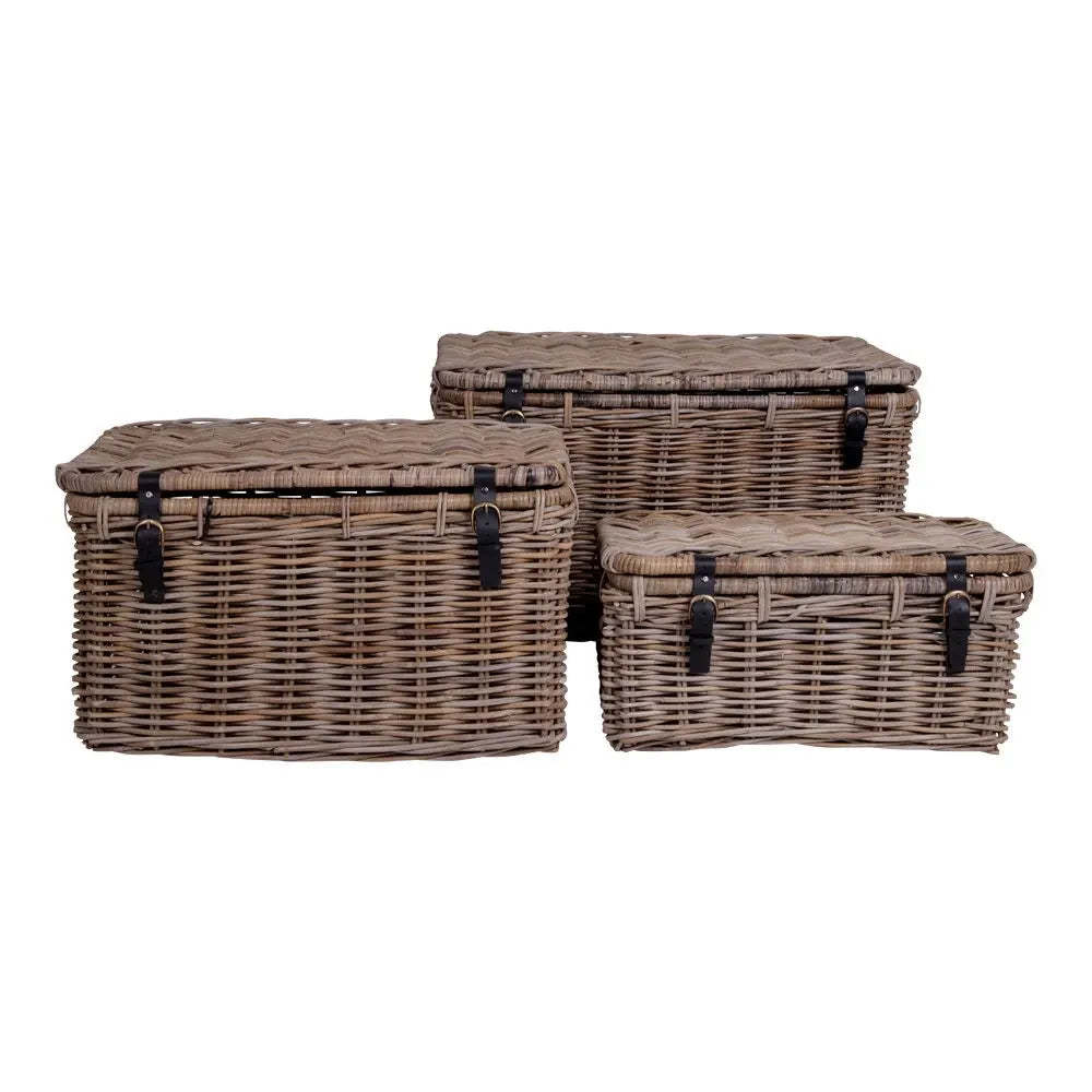 Set 3 cufare depozitare din Ratan Maro H48-41-29xL81-71-61cm Depok