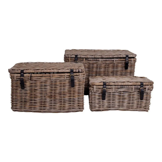 Set 3 cufare depozitare din Ratan Maro H48-41-29xL81-71-61cm Depok