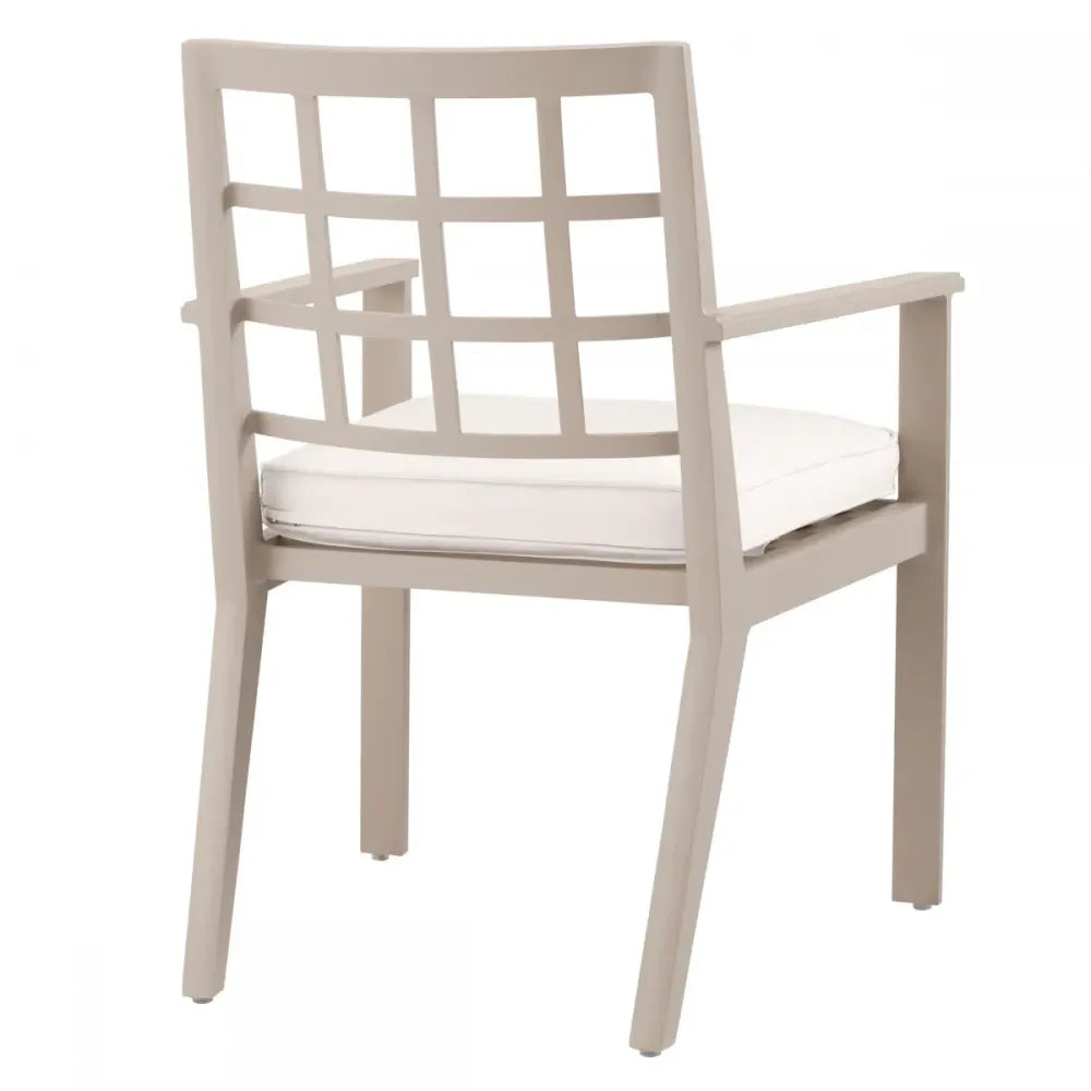 Scaun de exterior din Metal Bej si Stofa Alb H88.5xL64.5xA65cm Cap-Ferrat Eichholtz