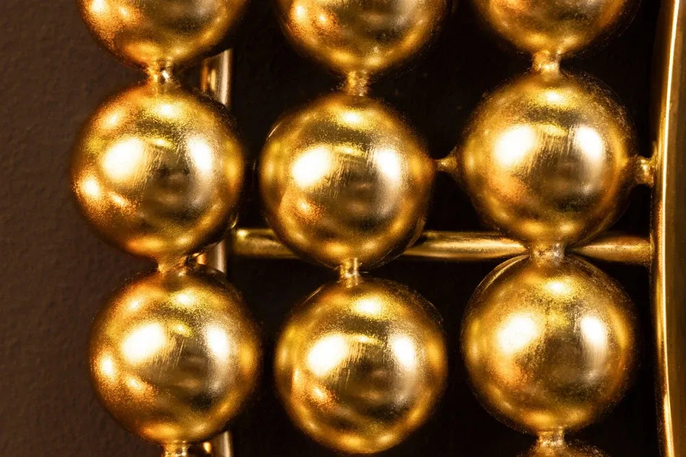 Oglinda cu rama din Metal Auriu D76cm Pearls