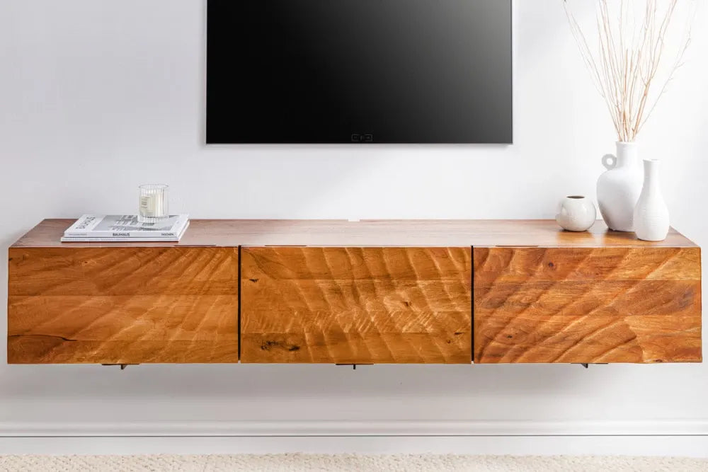 Comoda TV suspendata din Lemn de mango Maro L160xH29cm SCORPION