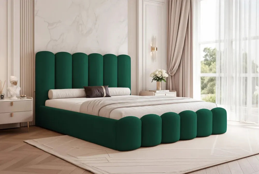 Pat 140 x 200 tapitat cu Catifea Magic velvet Verde smarald Aveline