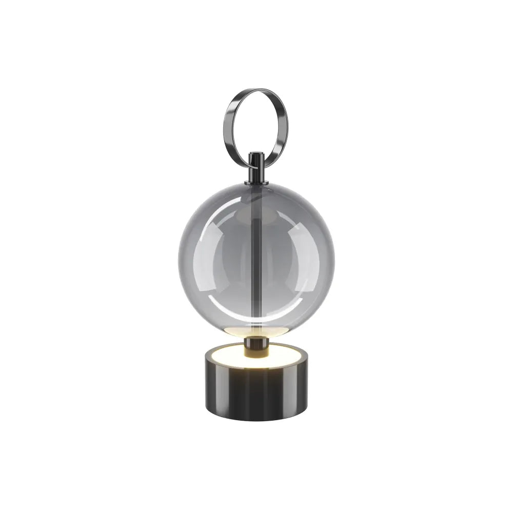 Veioza din Metal Negru si Sticla Fumuriu H24.5xD12cm Double Moon