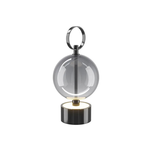 Veioza din Metal Negru si Sticla Fumuriu H24.5xD12cm Double Moon