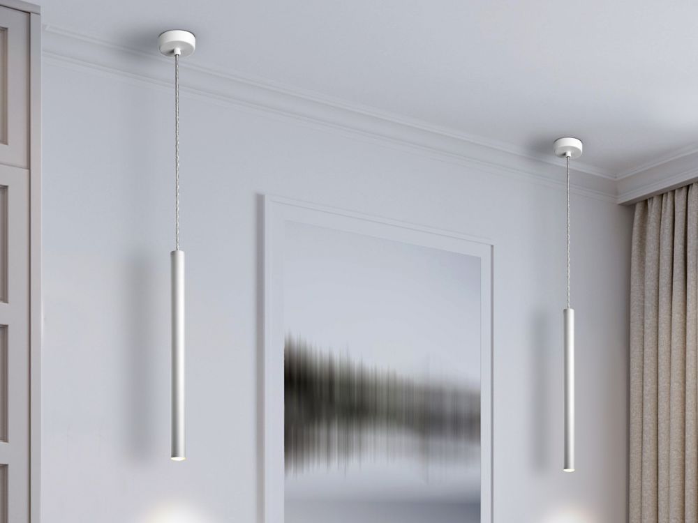 Pendul cu inaltime reglabila din Metal Alb cu LED D3xH140cm Varas