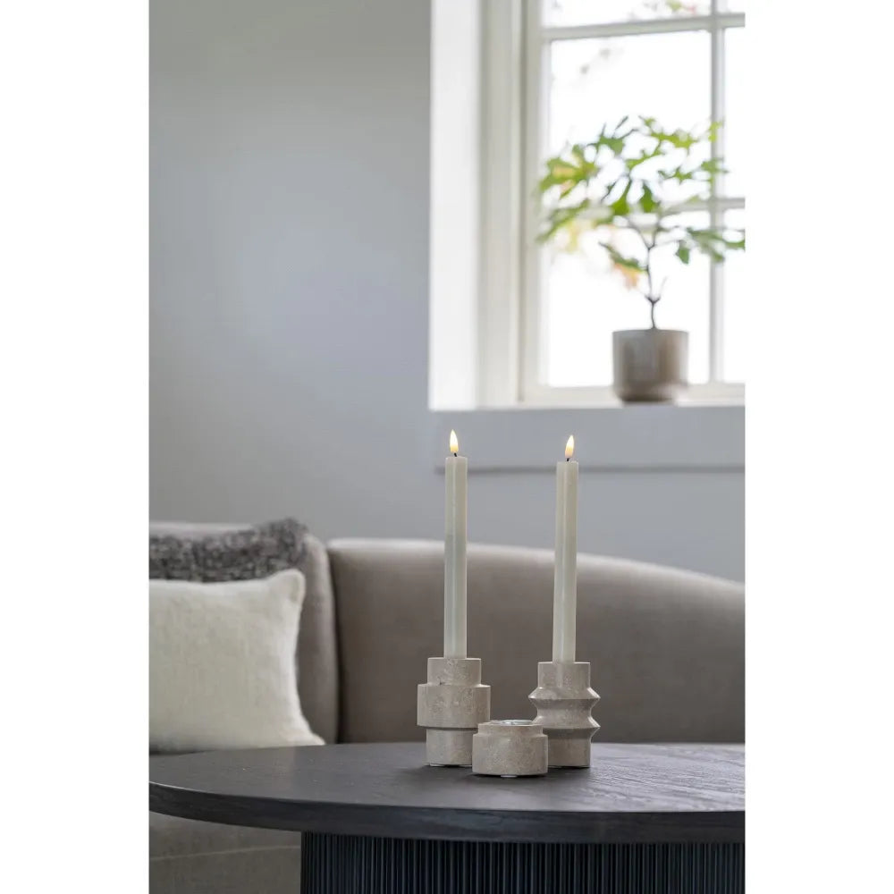 Set 2 suporturi lumanari din Travertin Bej H4,5xD7cm HN0908