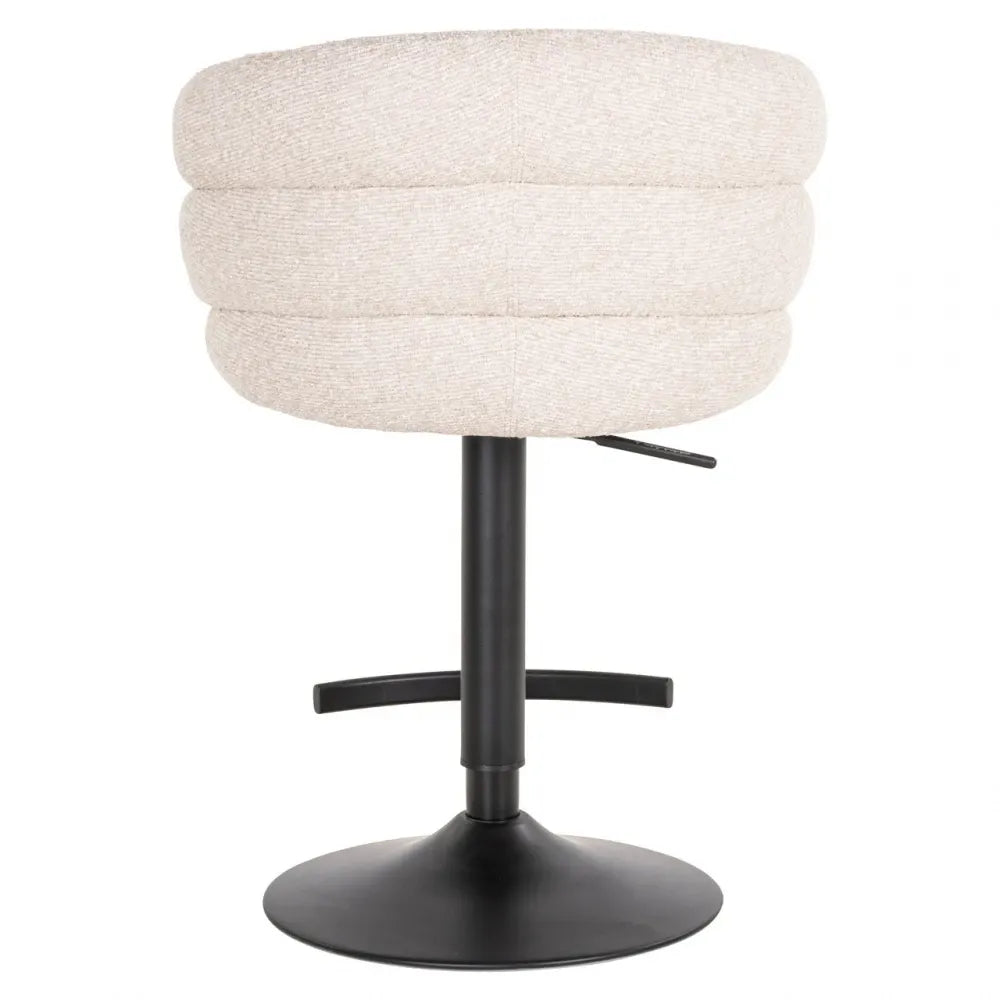 Scaun de bar rotativ cu inaltime reglabila din Stofa Crem si Metal Negru L59xH85-110cm Nikki Richmond interiors