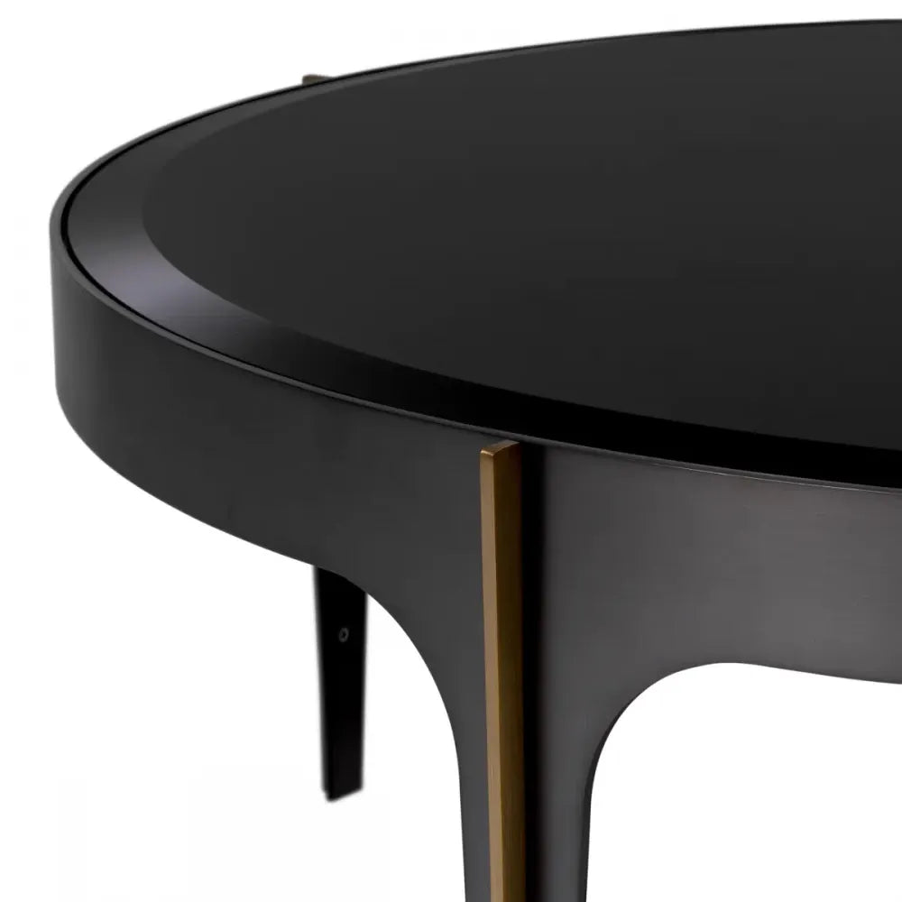 Masuta laterala Rotunda din Otel inoxidabil Bronz si Sticla securizata Negru D64xH43.5cm Artemisa Eichholtz
