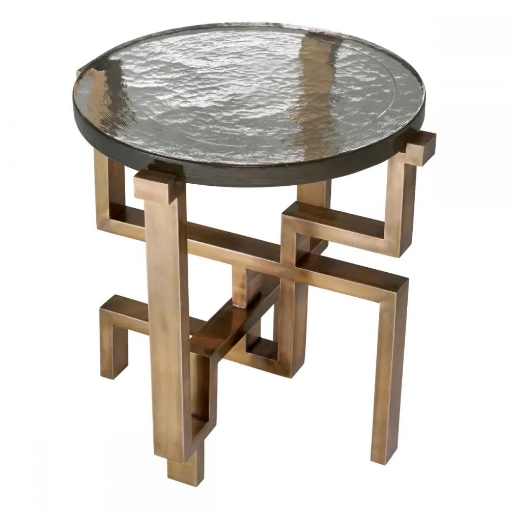 Masuta laterala Rotunda din Otel inoxidabil Alama si Sticla Transparent D57xH56cm Gee Eichholtz