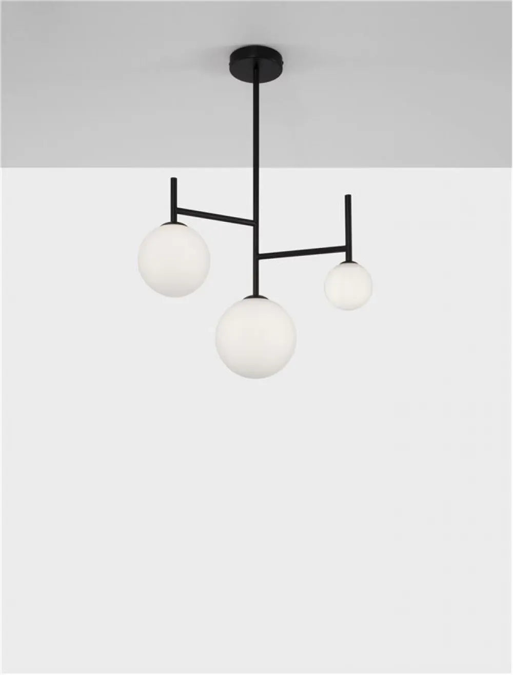Lustra structura din Aluminiu Negru si abajur din Sticla Alb H71xL49cm IP20 BLAKY