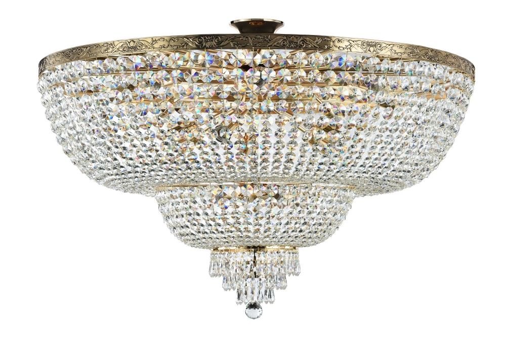 Candelabru Rotund din Metal si Cristal Auriu/Transparent Palace D100xH69cm