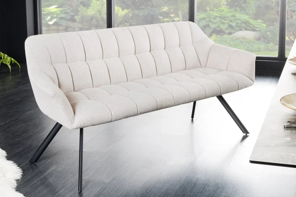 Banca din Metal Negru si Stofa Bej H85xL165cm Papillon