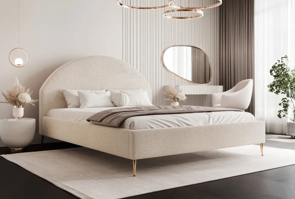 Pat 140 x 200 tapitat cu Stofa boucle Quelle Crem Alora