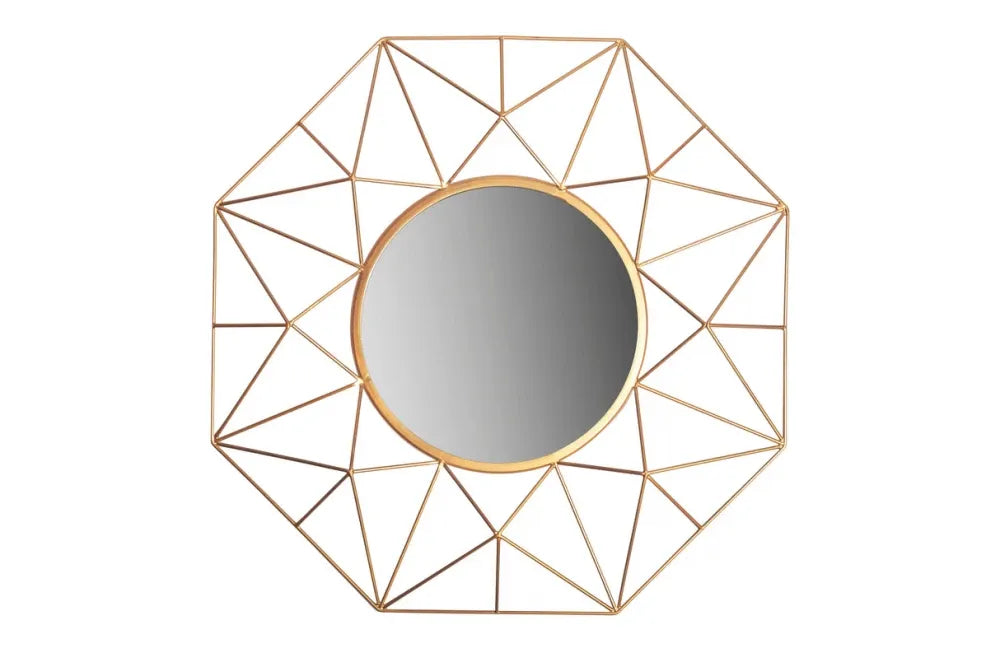 Oglinda cu rama din Metal Auriu D80cm Diamond L