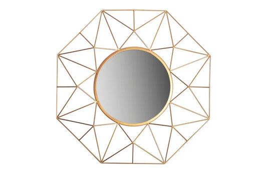 Oglinda cu rama din Metal Auriu D80cm Diamond L
