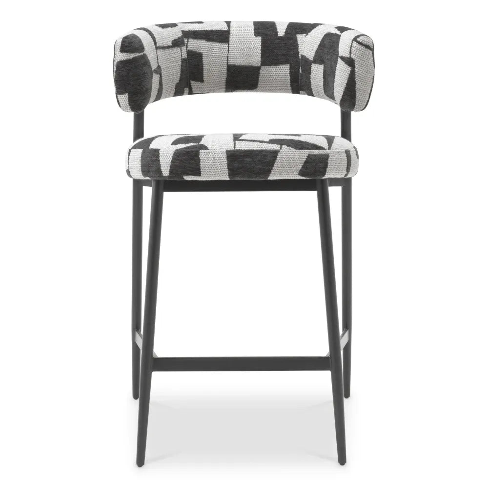 Scaun de insula tapitat cu Stofa Negru/Alb L59xA57xH95.5cm Folsom Eichholtz