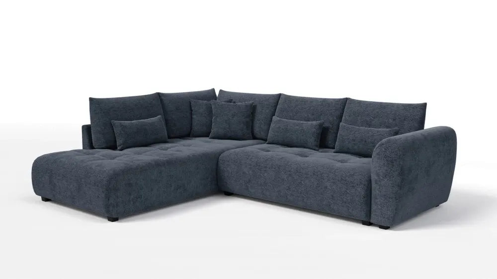 Coltar extensibil in forma de L tapitat cu Chenille Sajma 12 Albastru L291x234cm Trezzo