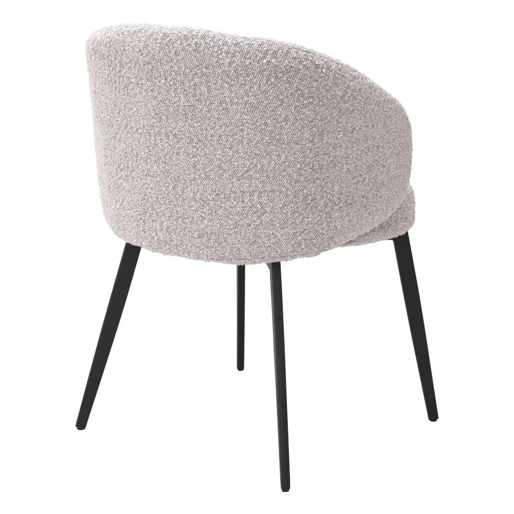 Set 2 scaune cu brate tapitat cu Stofa boucle Gri cu picioare din Metal Negru H79xL56xA58cm Lloyd Eichholtz