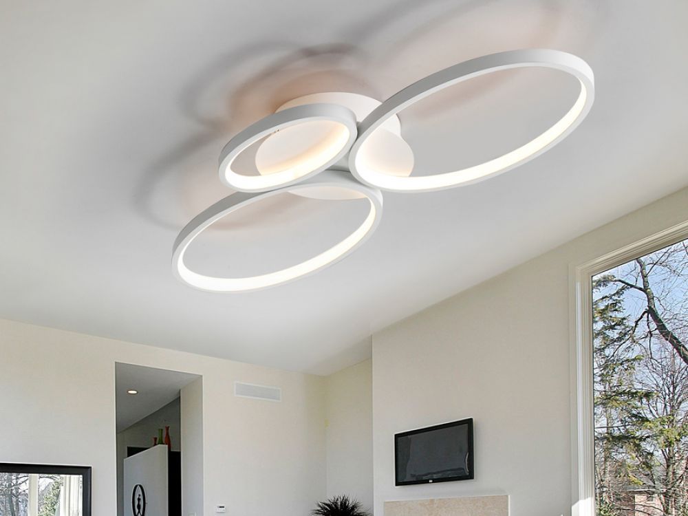 Plafoniera Asimetrica din Metal Alb Sios L82xH8cm