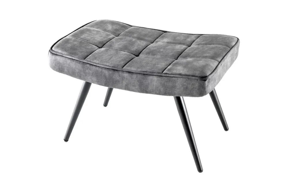 Puf din Metal Negru si Catifea Gri H39xL60cm Scandinavia