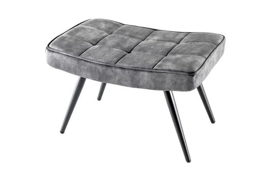 Puf din Metal Negru si Catifea Gri H39xL60cm Scandinavia