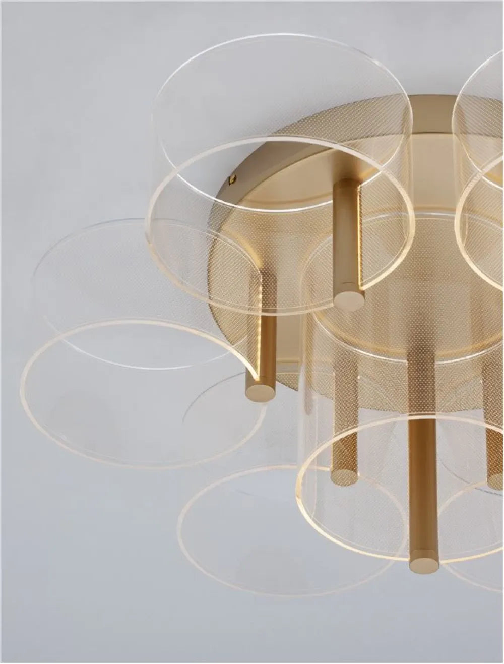 Plafoniera structura din Metal Auriu si abajur din Acrilic Transparent H25.6xL68cm IP20 41W 2116lm 3000k GATLIN