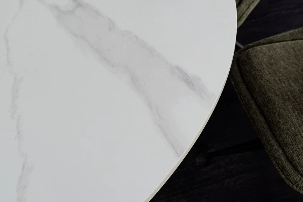 Masa din Ceramica Alb cu efect de marmura si MDF Alb D120xH75cm Unique