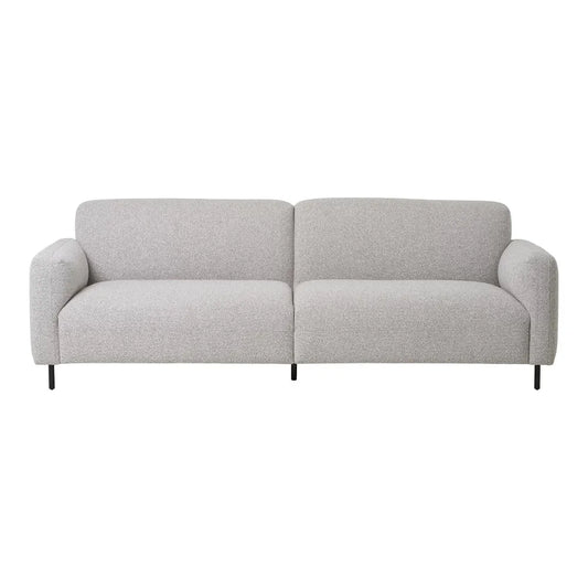 Canapea de 3 locuri cu picioare din Metal Negru tapitata cu Stofa boucle Gri L228xH80cm Salvador