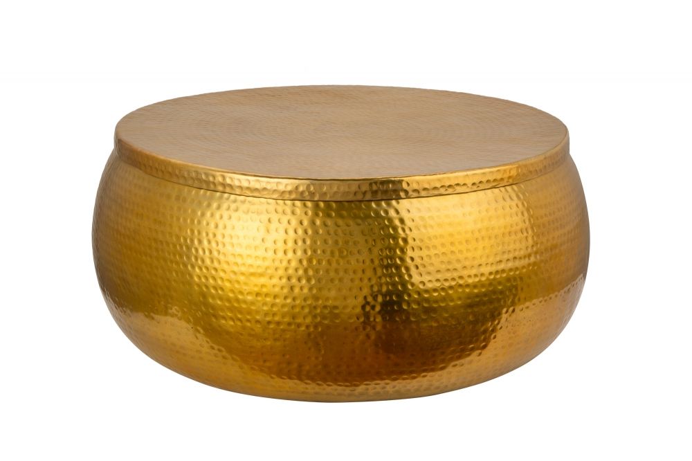 Masuta de cafea Rotunda din Metal si Metal Auriu/Auriu D70xH30cm Orient