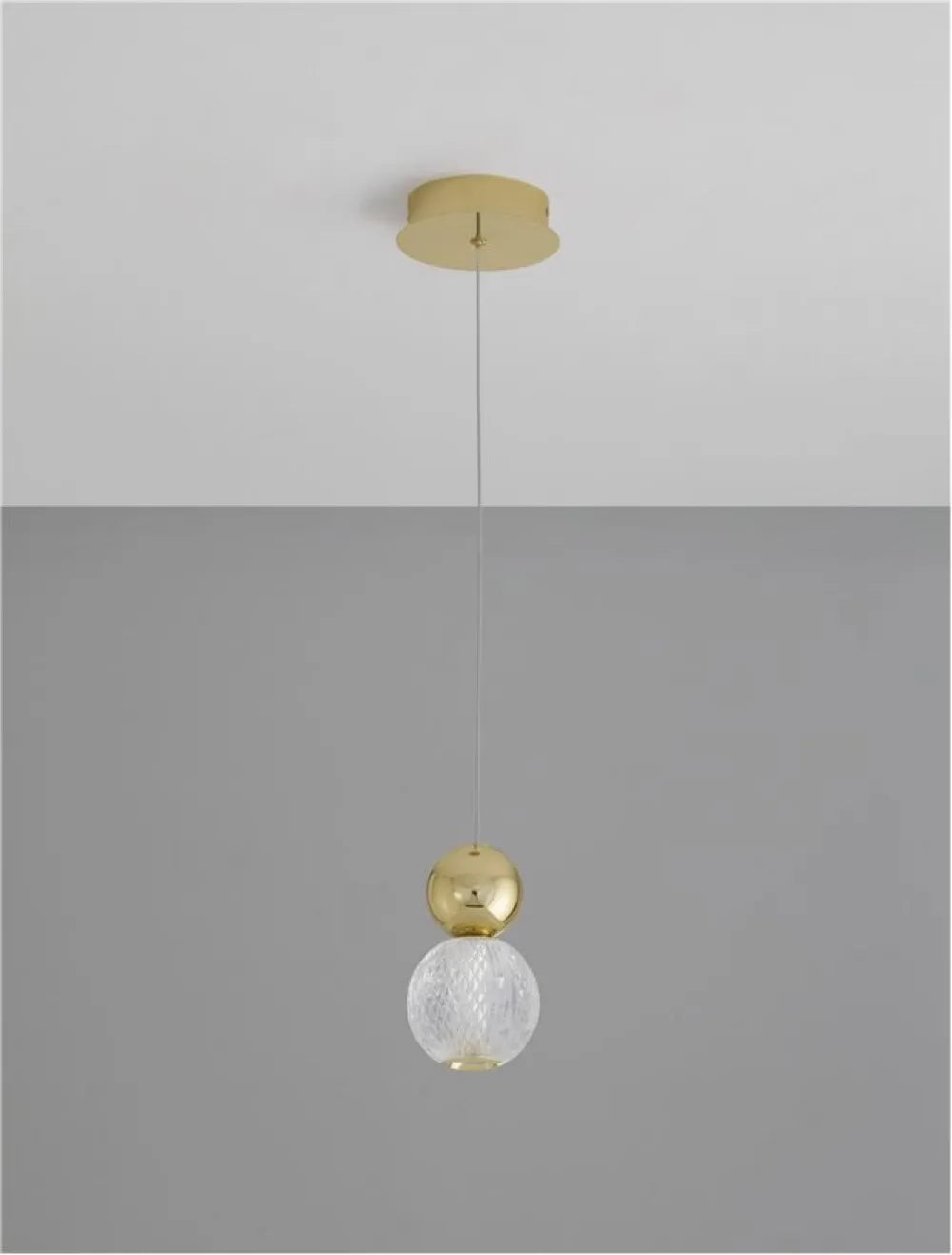 Pendul structura din Aluminiu Auriu si abajur din Acrilic Transparent H120xL11cm IP20 7W 344lm 3200k BRILLE