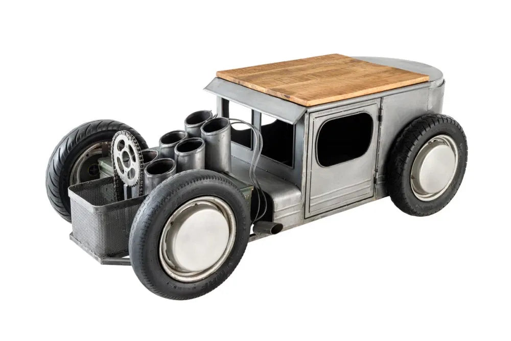 Masuta de cafea din Lemn de mango Maro si Metal Gri L165xH56cm Hot rod
