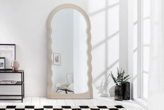 Oglinda cu rama din Poliuretan/MDF Bej H160xL80cm Wave