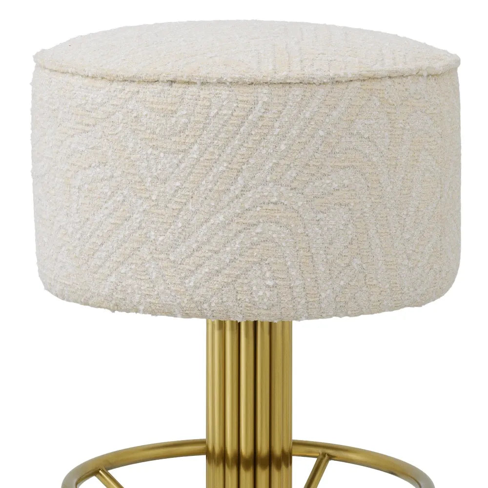 Scaun de bar rotativ tapitat cu Stofa Crem D45.5xH78cm Carleton Eichholtz