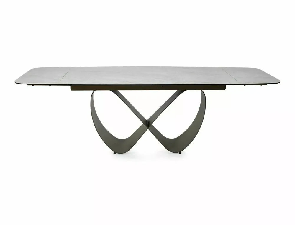 Masa extensibila din Metal Cupru si Sticla securizata+Ceramica Bej mat L160-240xH76cm Infinity