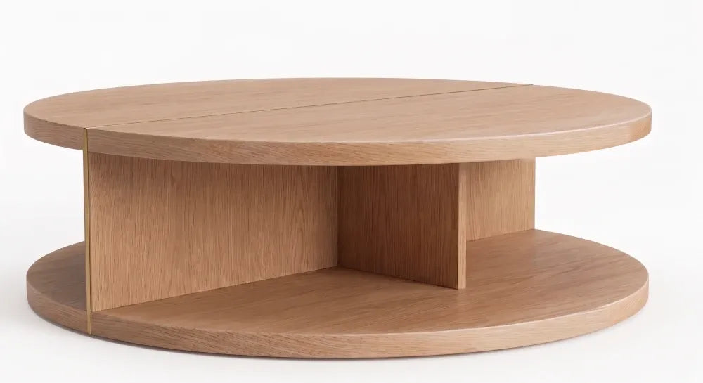Masuta de cafea rotunda din Lemn de Stejar in dimensiuni multiple Beams