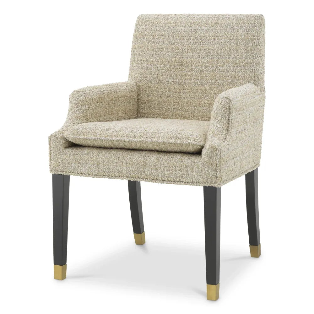 Scaun tapitat cu Chenille Bej L62xA64xH90cm Clayton Eichholtz