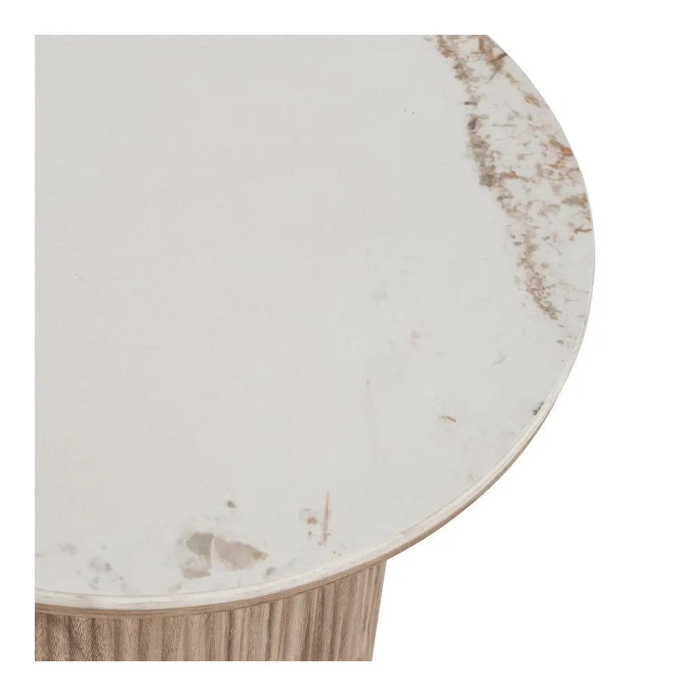 Masuta laterala din MDF Maro si Ceramica Alb D45xH50cm Athens