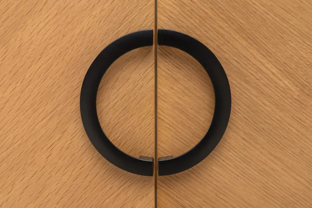 Comoda din MDF/Funir de stejar Maro si Metal Negru L180xH80cm GRANDEZZA
