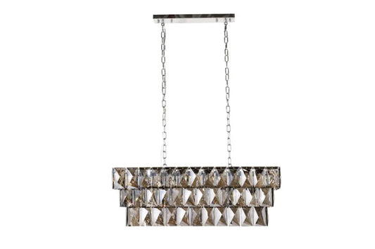 Candelabru din Metal Argintiu si Sticla Fumuriu L88xH127cm KRISTALL