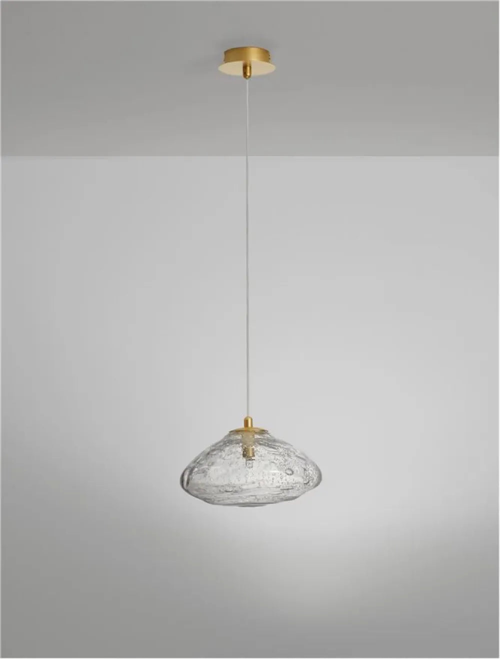 Pendul structura din Metal Auriu si abajur din Sticla Transparent H200xL26cm IP20 KING