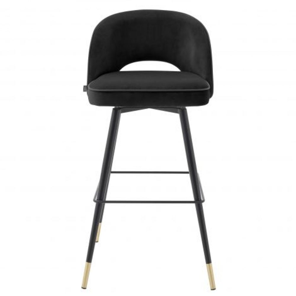 Set 2 scaune de bar rotative tapitat cu Catifea Negru cu picioare din Metal Negru/Auriu H103xL51xA52cm Cliff