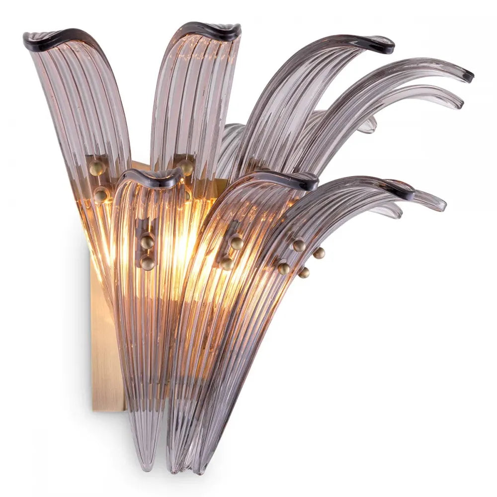 Aplica de perete din Metal Alama si Sticla Fumuriu H30xL49cm Italo Eichholtz